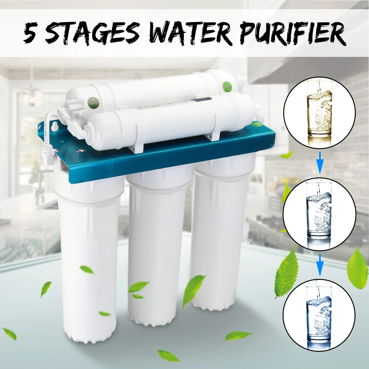 

5 Stage Home Kitchen Straight Drinking Filter Ultrafiltration Water Purifier PP Cotton Coconut Shell Wall-Mounted ABS Shell