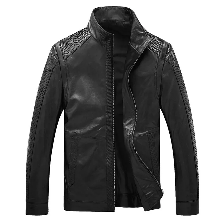 Men\'s high quality Sheepskin Leather Jackets Coat Men\'s jacket Motorcycle jacket Coat parka Men\'s leather python skin Warm (21)