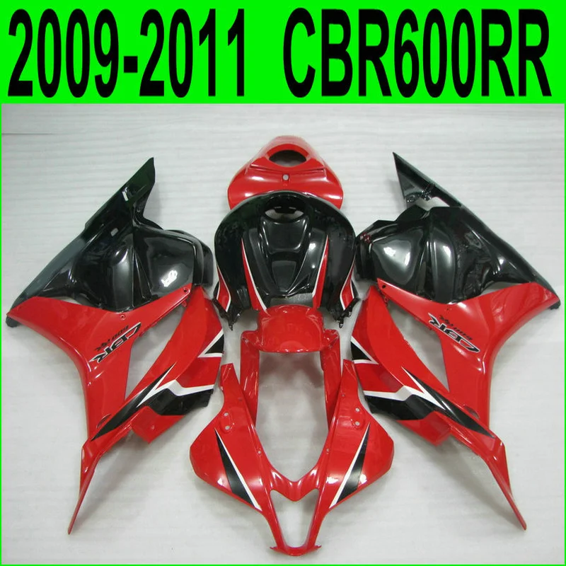 Injection molded fairing kit for Honda CBR600RR 09 10 11 red black