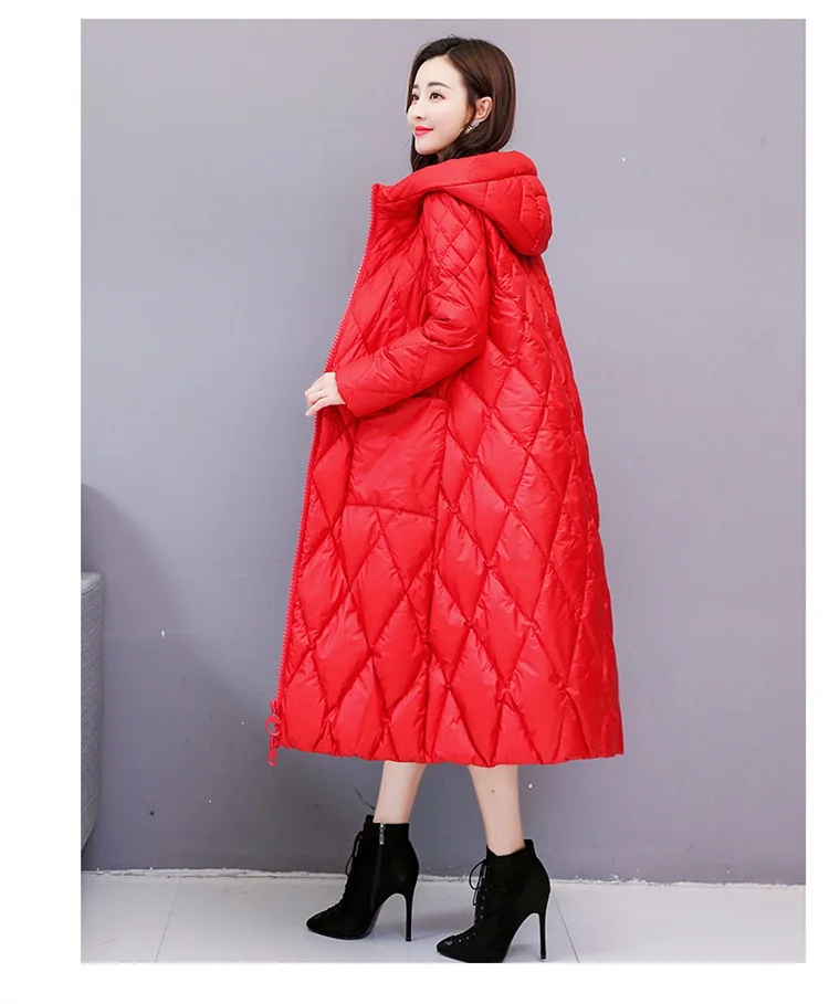 winter Women Snow White Down Coat Plus size Fashion jacket hoodie long Parkas warm Sweet Jackets Female winter coat clothes