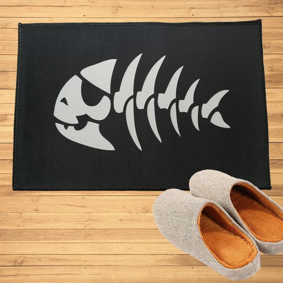 

Jolly Pirate Fish Skeleton Bone Doormat Entrance Welcome Mats Hallway Doorway Bathroom Kitchen Rugs Floor Mats Carpet