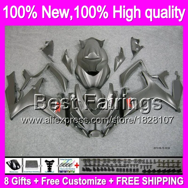 

Fairing For SUZUKI Matte black grey GSXR 600 750 06 07 GSXR750 06-07 3B834 GSXR600 K6 R750 GSX R600 Flat blk 2006 2007 +Decal