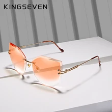 KINGSEVEN-lunettes de soleil yeux de chat pour femmes, de luxe, verres solaires sans bords, couleur dégradée, Vintage, de styliste, Oculos N807