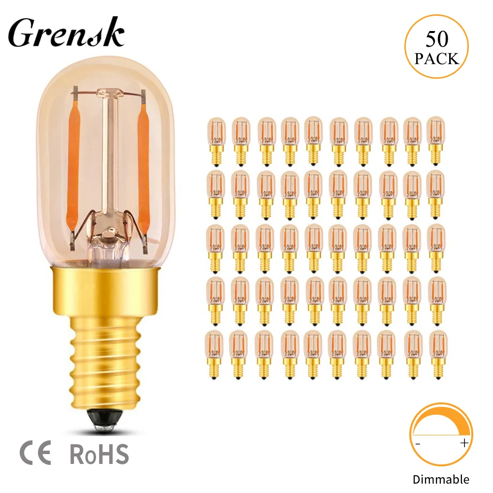 

Grensk T22 1W E14 E12 220V LED Filament Candelabra Bulbs Dimmable Led Vintage Tubular Night Light Bulb 2200K 10 Watt Equivalent