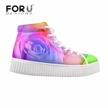 FORUDESIGNS/модные женские туфли на плоской подошве, визуально увеличивающие рост повседневные женские туфли с высоким берцем на платформе, с объемным принтом в виде милых цветов и роз
