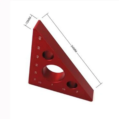 Красный/серый 45 градусов Алюминиевый сплав угловая линейка дюймов Метрическая треугольная линейка столярная мастерская деревообрабатывающий квадратный инструмент - Цвет: Красный