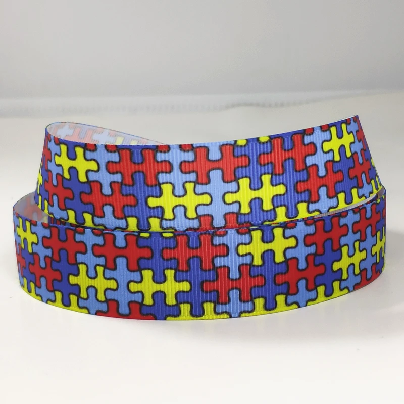 50 ярдов 7/8 &quot1&quot 1 5 &quot22 мм 25 38 authism Information печатная лента grosgrain для повязки на