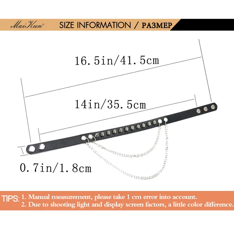 Maikun панк браслет женские браслеты харадзюку готический браслет с остроконечными шипами черное кожаное ожерелье цепной браслет в стиле панк ремень для женщин ювелирные изделия