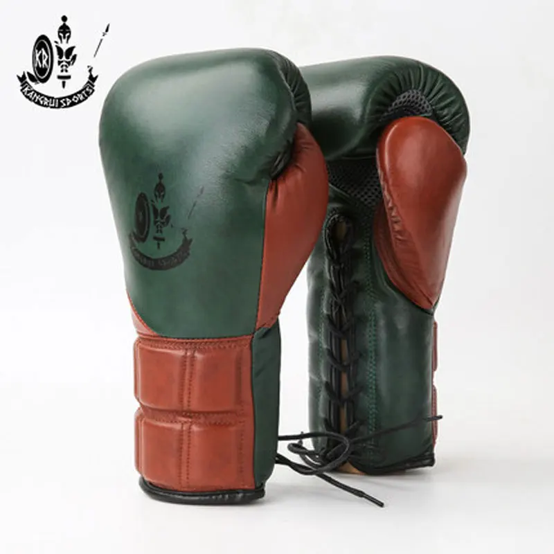 

Spartan Boxing, Retro Boxing Gloves, Tether, Sanda Boxing Professional Competition Brown + Green 8oz