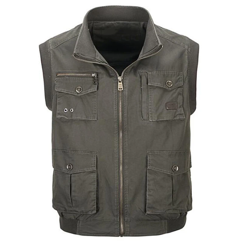 European and American Style Mens Work Vest Multi Pocket of Men Male Vests Outerwear High Quality Waistcoats For S3163 | Мужская одежда