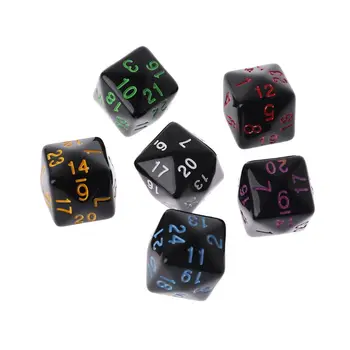 

6 Pcs/Set Game Dice 6 Sided D6 24 Points Table Games Desktop Polyhedral For Dungeon D&D Dragon Games Party Funny Play Creative D