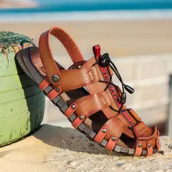 Дышащие мужские сандалии Летняя обувь Открытый Для мужчин повседневная обувь пляжные шлепанцы на нескользящей подошве Masculino Гладиатор