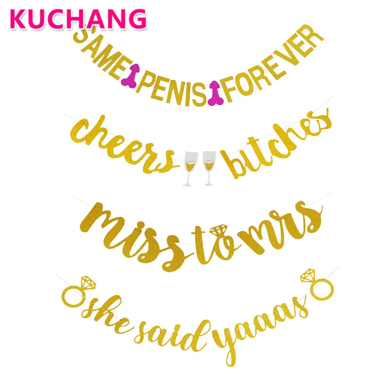 Cheer Bitches She Said Yaaas Miss To Mrs Gold баннер с блестками для свадьбы душа свадебных торжеств