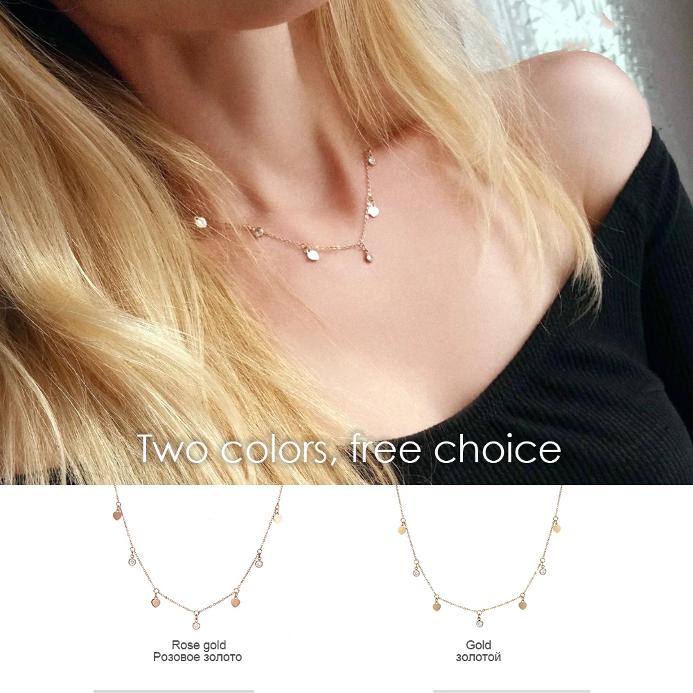 e-Manco Simple Design Heart Pendants Necklace Two Colors Luxury Chains statement Stainless Steel Necklace Hot Fashion Jewelry