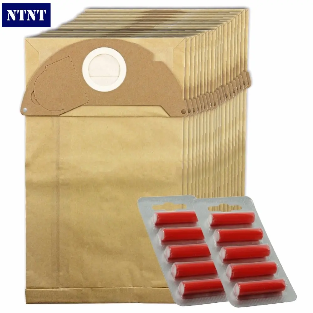 

NTNT vacuum cleaner bags with Filter For Karcher 2, 20 Stock, 20 Bags + 10 Freshener Sticks Fit A2054 A2064