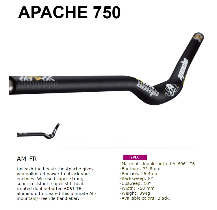 Dabomb APACHE 750 племенные Рули с двойным задником AL6061 T6 Запчасти для велосипедов