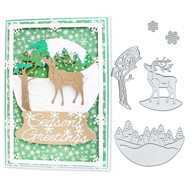 

Julyarts Scrapbooking Dies Metal Christmas Deer Snow Flower Tree Embossing New Christmas Paper Cut Stencil Scrapbooking Tools