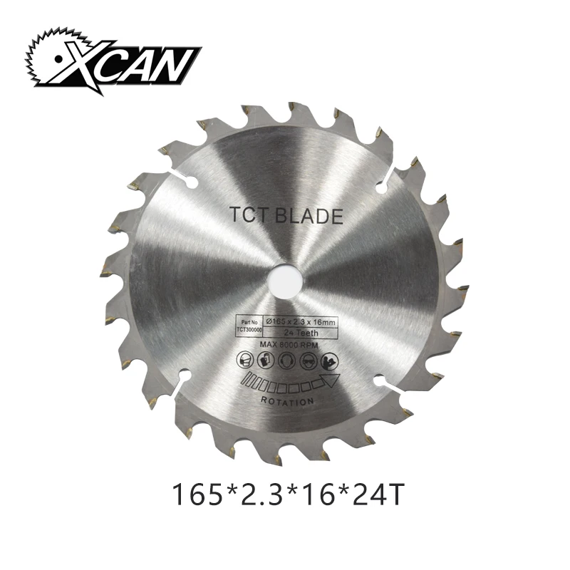 

XCAN 1pc 165x2.3x20mm 24Teeth TCT Circular Saw Blade for Cut Wood Plastic Acrylic TCT Woodworking Saw Blade