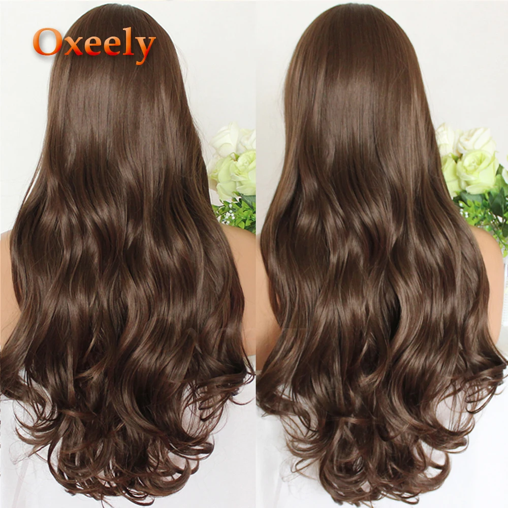 Oxeely Natural Brown Wave Synthetic Hair Full Wigs #10 Long Wavy Hair 6\ Oxeely Natural Brown Wave Synthetic Hair Full Wigs #10 Long Wavy Hair 6\