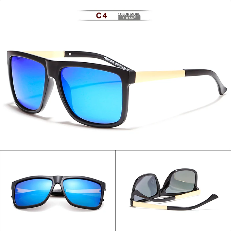 Поляризационные солнцезащитные очки для водителя KDEAM, брендовые полароидные очки, мужские стильные солнцезащитные очки с квадратным зеркалом, CE - Цвет линз: C4