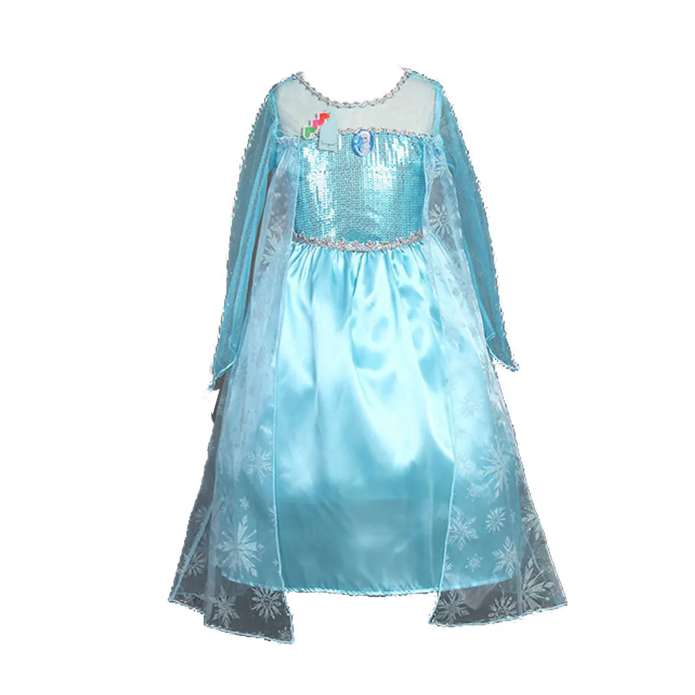 Новинка лето голубой маленькие дети девушка вечерние вечерний костюм для девочек Эльза Костюм для ролевых игр принцессы вуаль платье