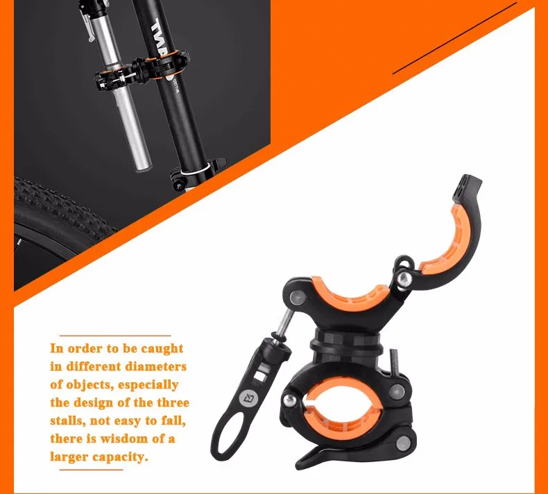 Top ROCKBROS Bike Light Holder Clip 360 Degree Rotation Flashlight Stand Front Lamp Holder Fixed Lamp Holder Bicycle Accessories 4