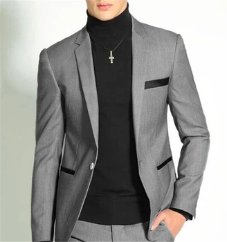 

Grey Coat Pants Designs Men Wedding Suits Slim Fit Groom Tuxedo Suit Male Male Blazer Jacket 2 Piece