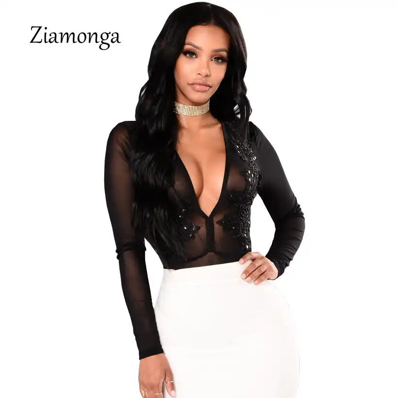 black sequin mesh top