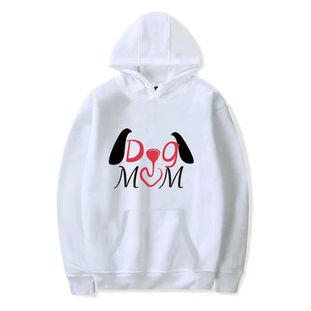 

New Dog Mom and Cat Mom Kawaii Letter Prints Long Sleeve Hoodies Chic Women Sweatshirt Dog Person Fashion Outfits White Pullover