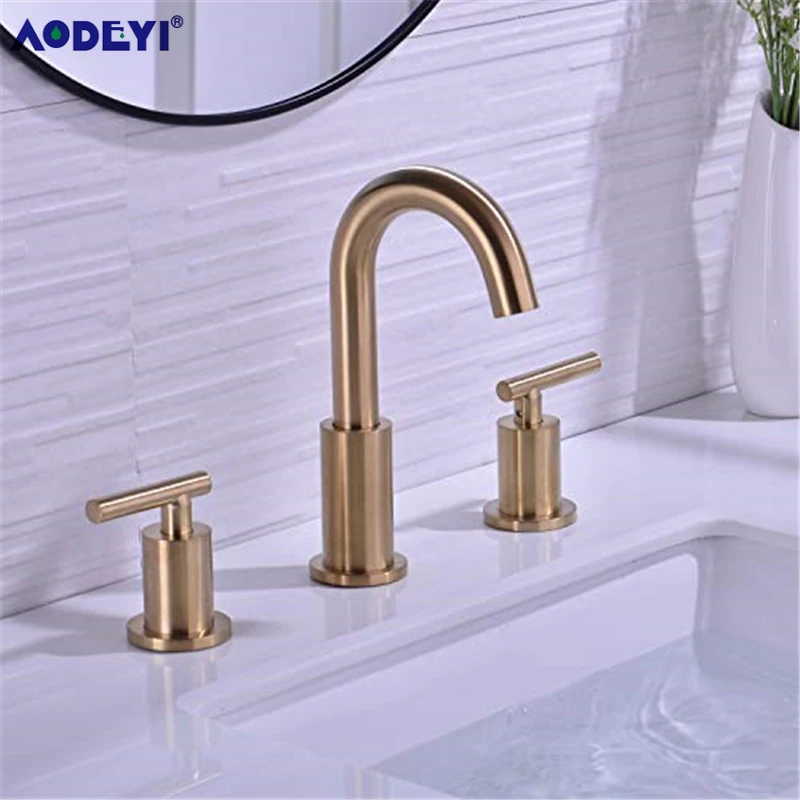 Bathroom Sink Faucet Solid Brass Double Handle Sink Mounted Hot & Cold Mix Basin Faucet European Style Basin Accessories Bathroom Sink Faucet Solid Brass Double Handle Sink Mounted Hot & Cold Mix Basin Faucet European Style Basin Accessories