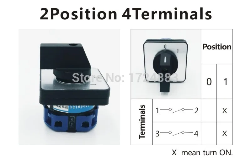Электрический 2 положения 4 Терминалы поворотный кулачковый переключатель 550V 20A LW28-20A