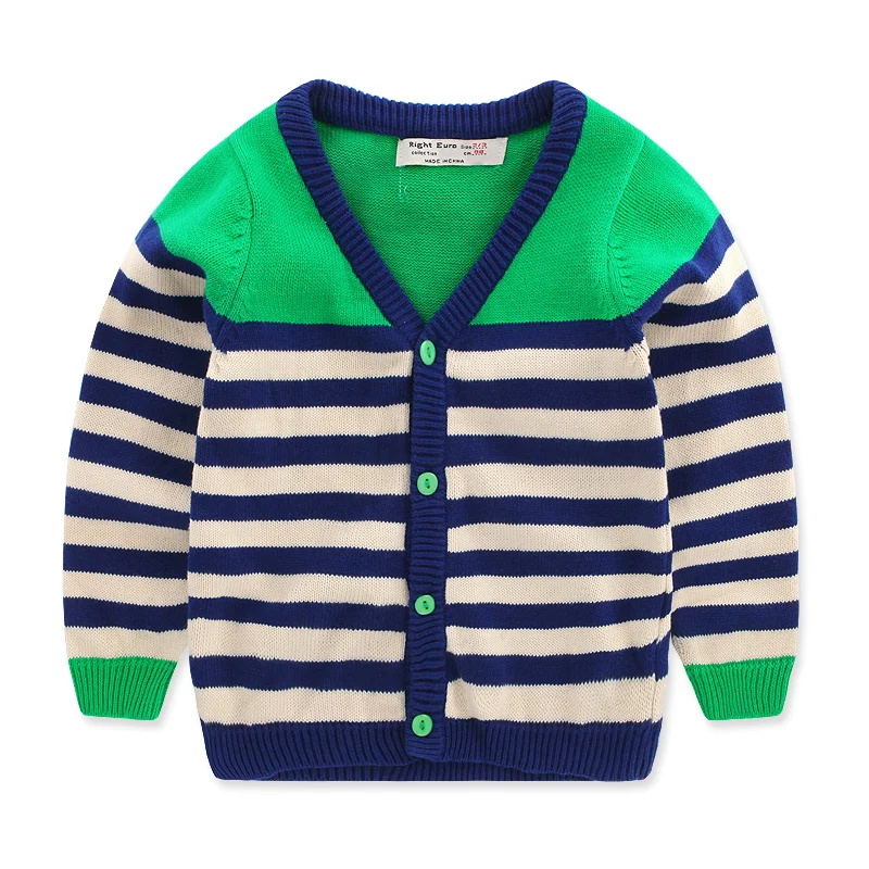 Buy Toddler Boys Sweater Green Stripe V Neck Cardigan