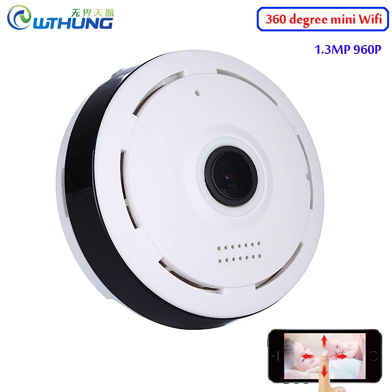 

WTHUNG WIFI IP Cam 1.3MP 960P 360 degree Fisheye Panorama mini camera IR Night Vision for CCTV Home Security Surveillance Camera