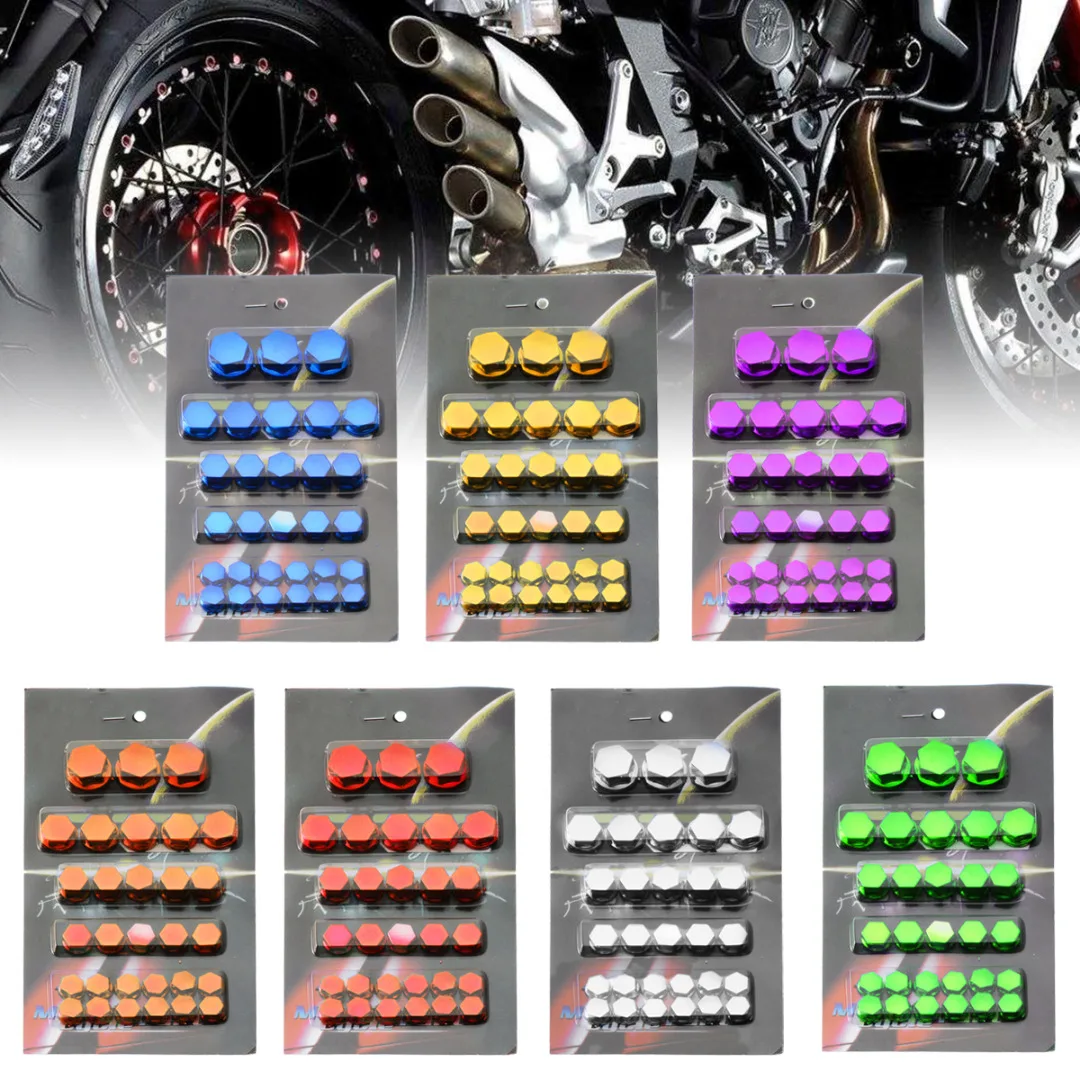 Mayitr 30pcs/Set Universal Motorcycle Chrome Plating Plastic Screw Nut Bolt Cap Cover For Yamaha Kawasaki Honda Accessories
