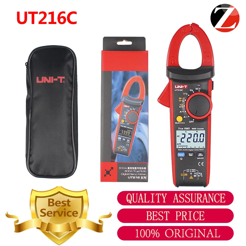 

New Uni T Ut216c 600a True Rms Digital Clamp Meters Auto Range W Frequency Capacitance Temperature & Ncv Test Megohmmeter
