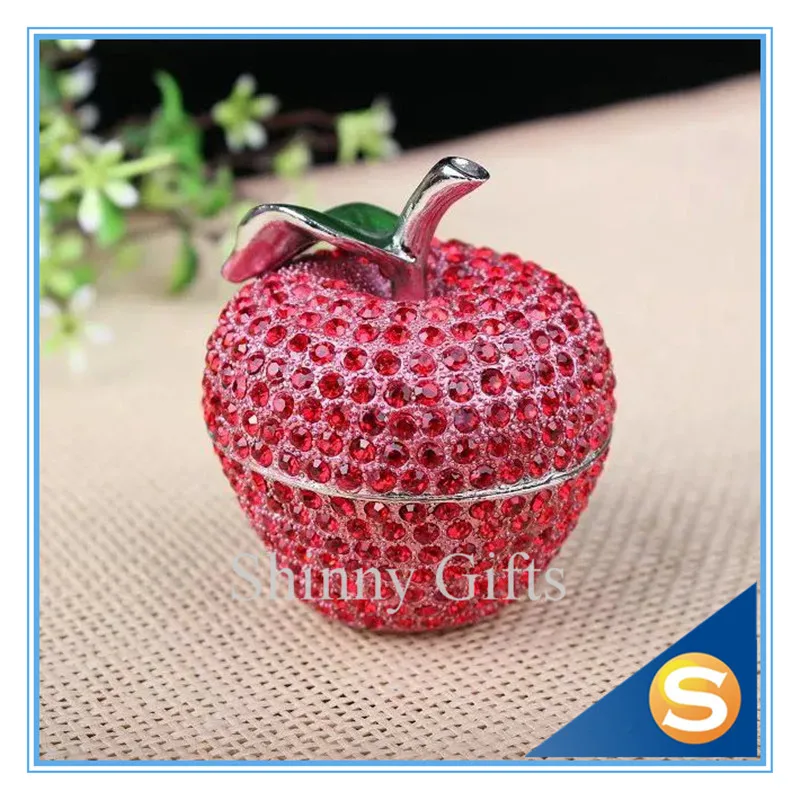 

Full Rhinestones Fruit-apple Trinket Box Storage Box for Jewelries