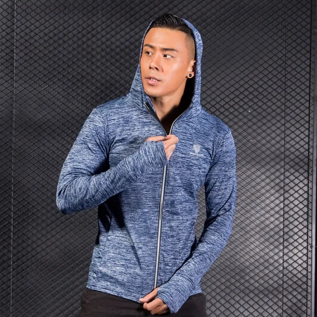 US $11.23 New Winter Autumn Hoodies Sport Shirt Men Hat Zipper Running Jackets Fitness Gym Sports Clothing Sp