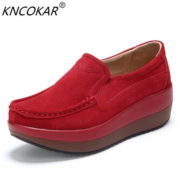 

KNCOKAR 2018 summer new school shoes women's shoes real leather heel leisure shoes women's single shoes