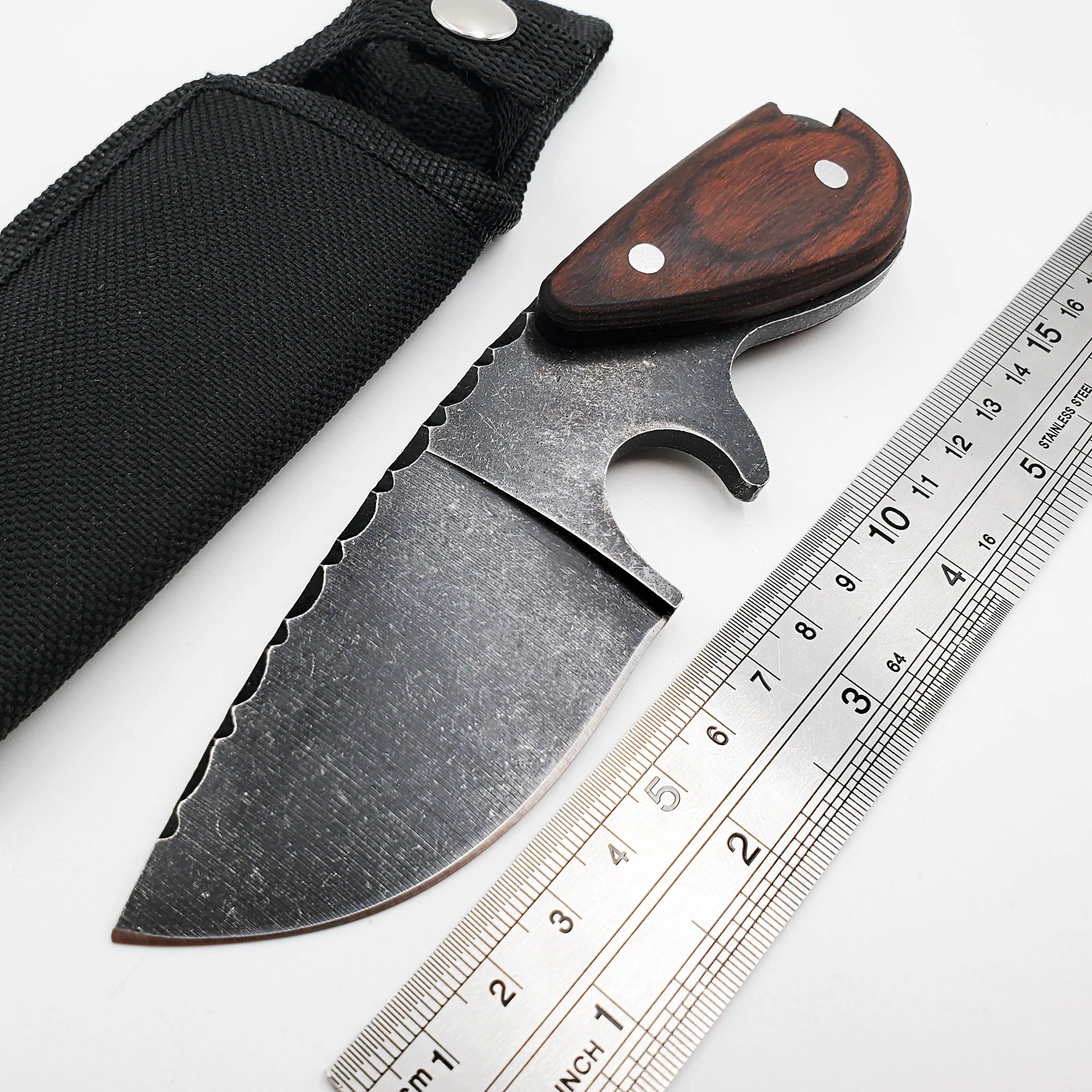

Tactical Fixed Blade Knife Outdoor Survival Hunting Knives 440C Blade Wood Handle Camping Pocket Knifes Combat Diving EDC Tools