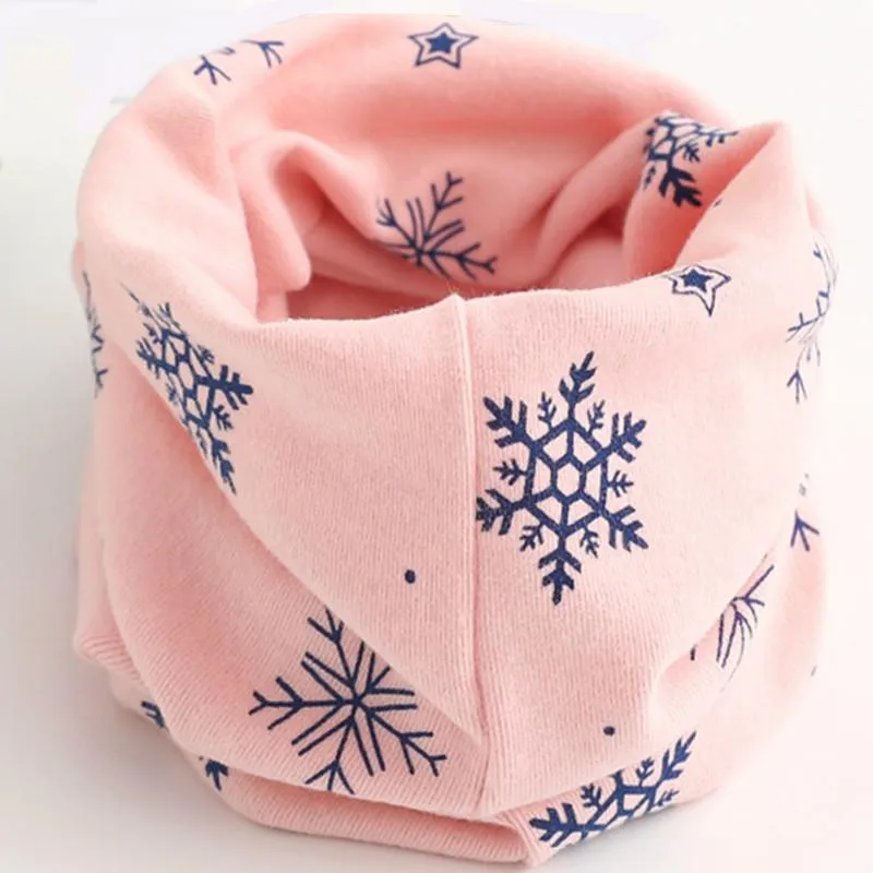 Хлопковый шарф для малышей; круглые осень-зима детские нагрудники Bufandas дети кольцо воротник с мультяшным принтом шейный шарф для девочек, для мальчиков головной убор теплые шейный платок - Цвет: snow pink