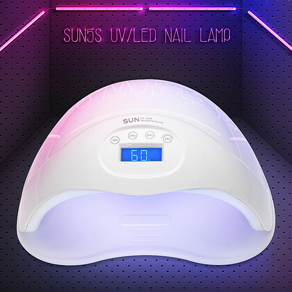 

SUN5 Plus 48W UV LED Lamp Nail Dryer LCD Display Sensor Manicure Sun Light Lamp Curing Gel Quick 10s/30s/60s/99s Timer Setting
