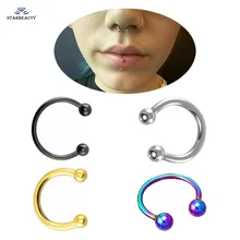 2 шт./партия милые мяч нос кольцо в готическом стиле серьги кольца для пирсинга перегородки носа кольца поддельный пирсинг для носа 16G зажим для носа ювелирное изделие 6/8/10/12 мм