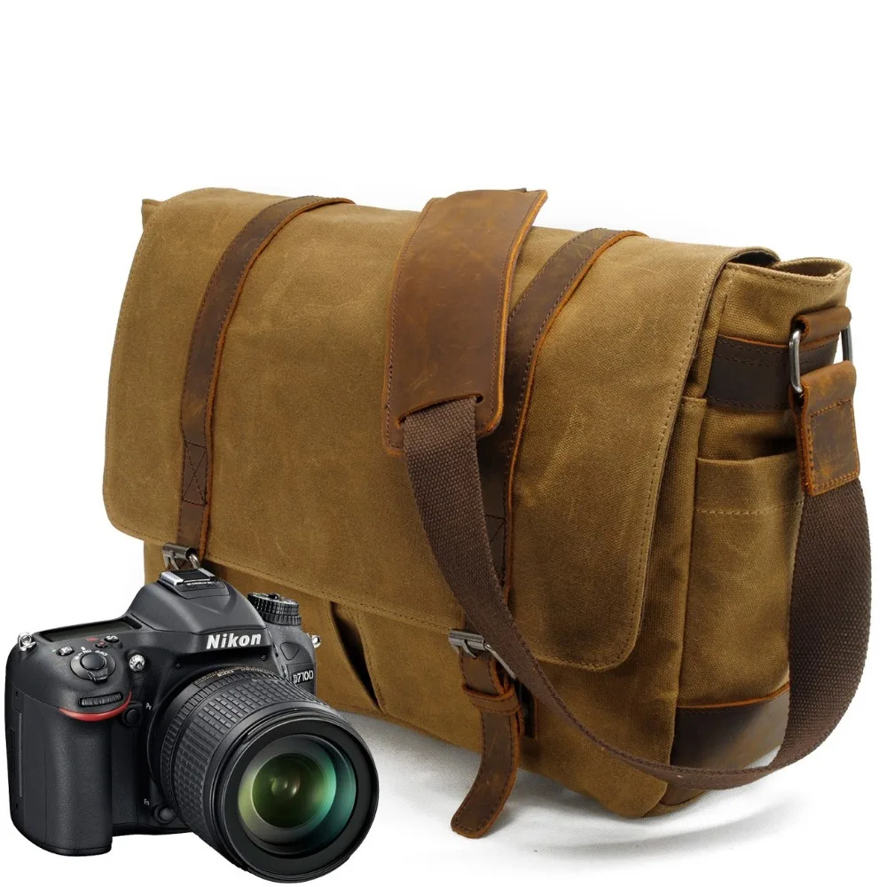 M019 ta nabilir Vintage tuval DSLR kamera omuz antas apraz omuz 