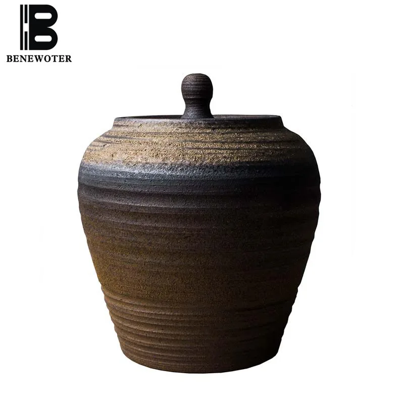 Винтаж грубая Керамическая пиала банок Керамика чайный набор кунг-фу японский Стиль Pu'er хранения Jar специи, приправы герметичная емкость Home Decor