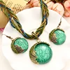 Hesiod Bohemian Natural Stone Pendants& Necklaces Blue Crystal Drop Earrings Round Multi-layer Chain Braided Wedding Jewelry Set ► Photo 2/6