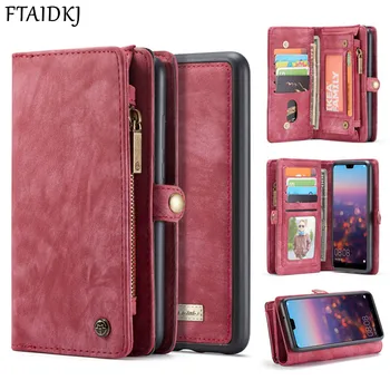 

Multifunction PU Leather Zipper Card Slot Wallet Case For Huawei P20 Lite P20 Pro Mate 20 Pro Magnetic Detachable Filp Cover