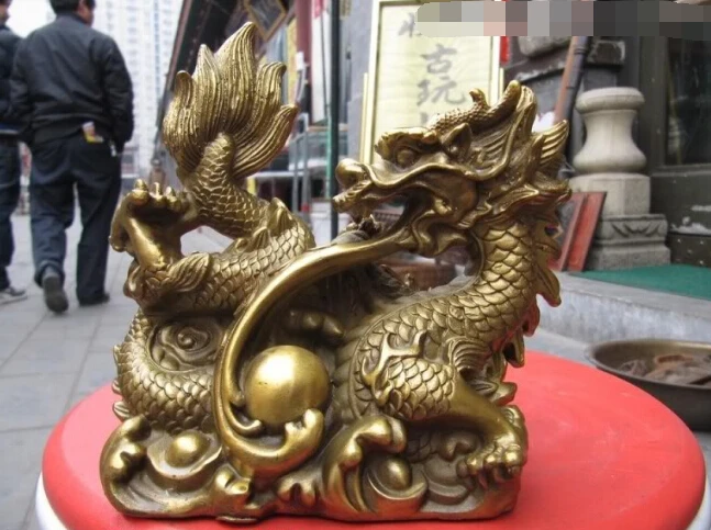 

Chinese fame Brass Copper exquisite craftwork auspicious sign Dragon Art Statue