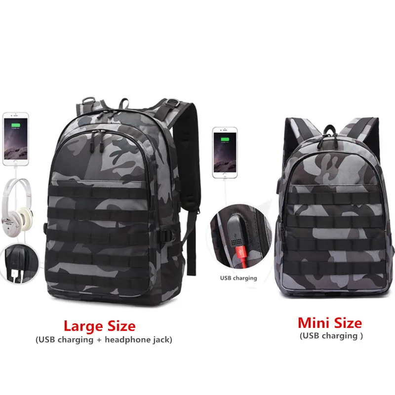  PUBG Backpack Men School Bag Mochila Pubg Battlefield Infantry Pack Camouflage Travel Canvas USB He - 33001312955
