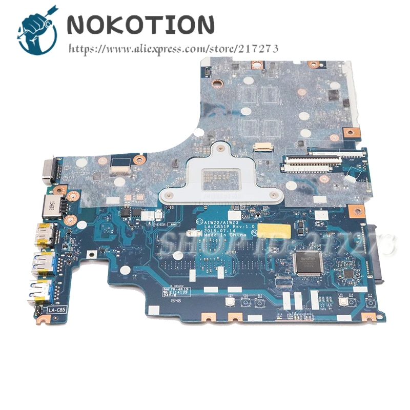 NOKOTION ноутбука материнскую плату для lenovo 500-15ISK основная плата 5B20K34637 AIWZ2 AIWZ3 LA-C851P SR2EY I5-6200U Процессор R7 M360 GPU