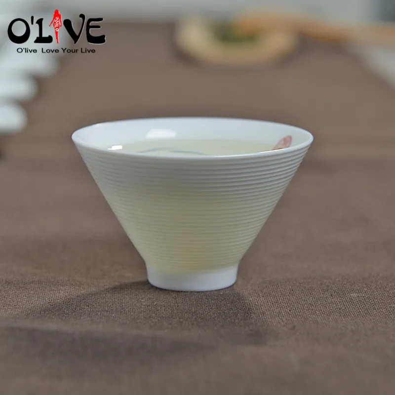 6 Pcs Chinese Kung Fu Tea Sets Porcelain White Ceramic Kungfu Tea Cups Handmade Fish Cups Hand Painted Kung Fu Tazas Tasse